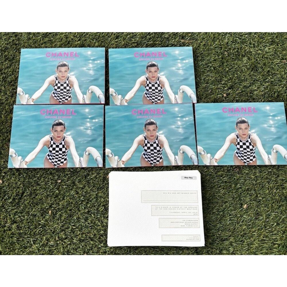 Lot Of 5 CHANEL Invitation CARD Miami Cruise 2022 And 23 Miu Miu Opening Invites